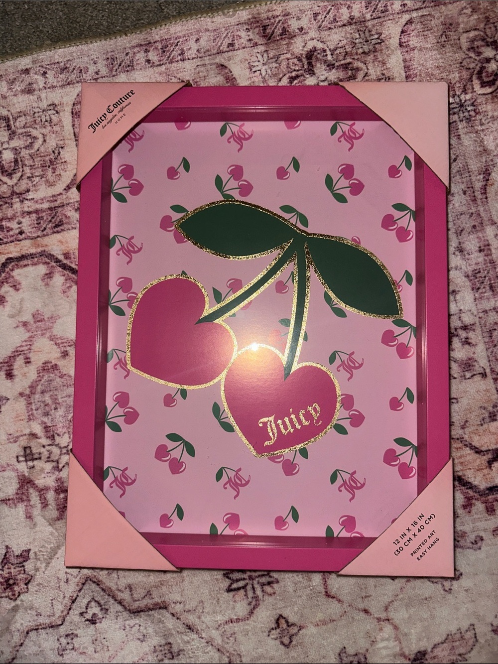 Juicy Couture Pink Cherry Heart Print Wall Art